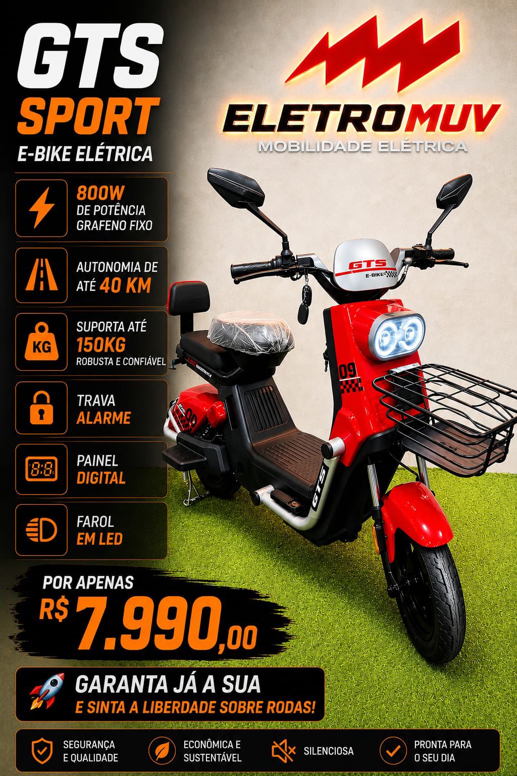 GTS Sport, e-bike elétrica na Eletromuv Itajaí