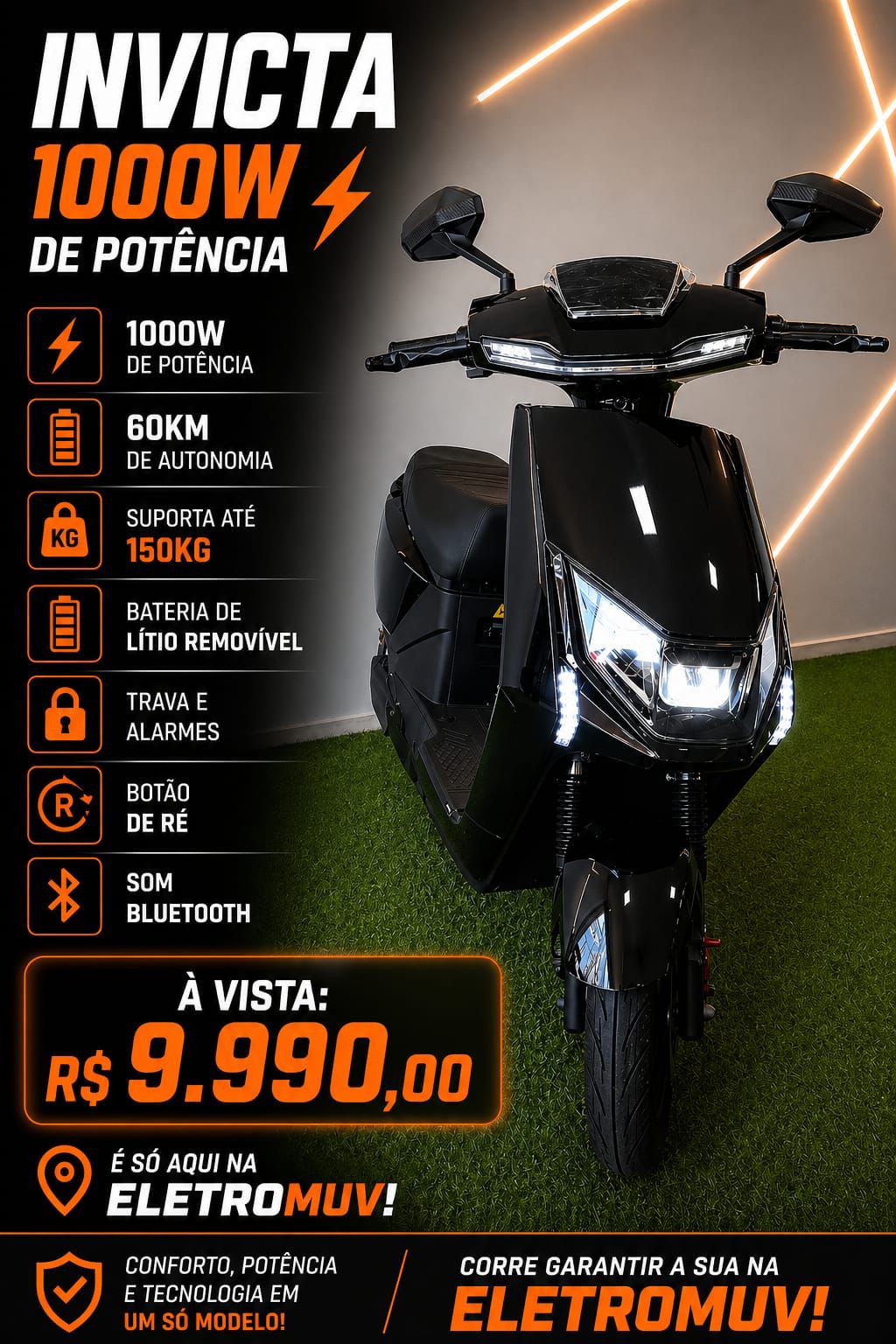 Invicta 1000W, scooter elétrica na Eletromuv Itajaí