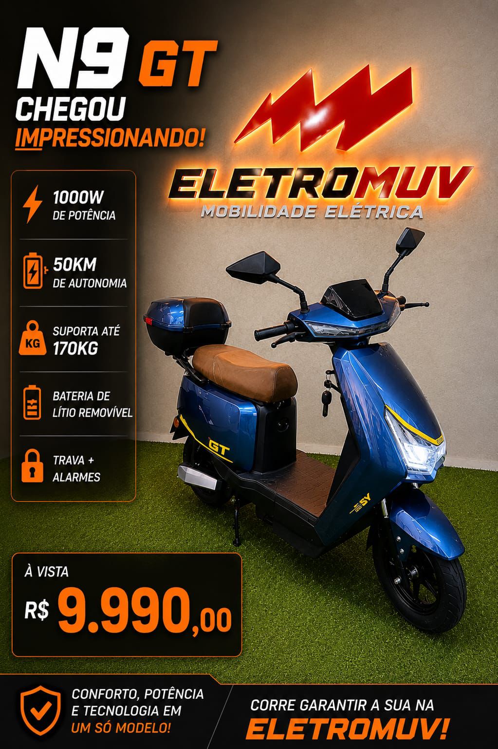 N9 GT, scooter elétrica na Eletromuv Itajaí
