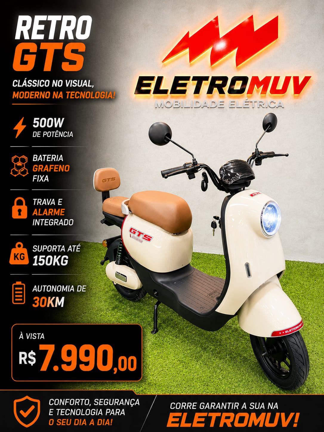 Retro GTS, scooter elétrica na Eletromuv Itajaí