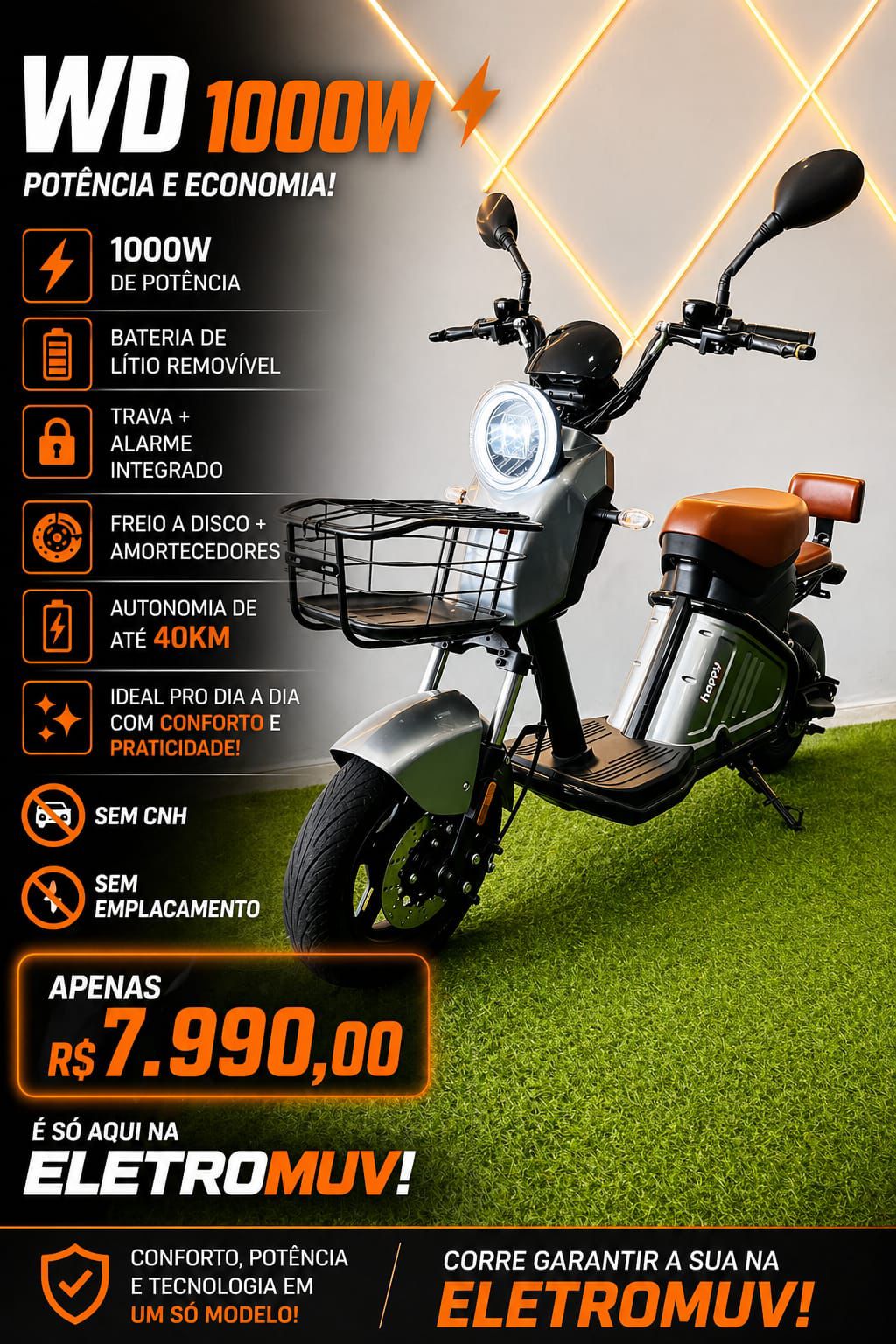 WD 1000W, scooter elétrica na Eletromuv Itajaí
